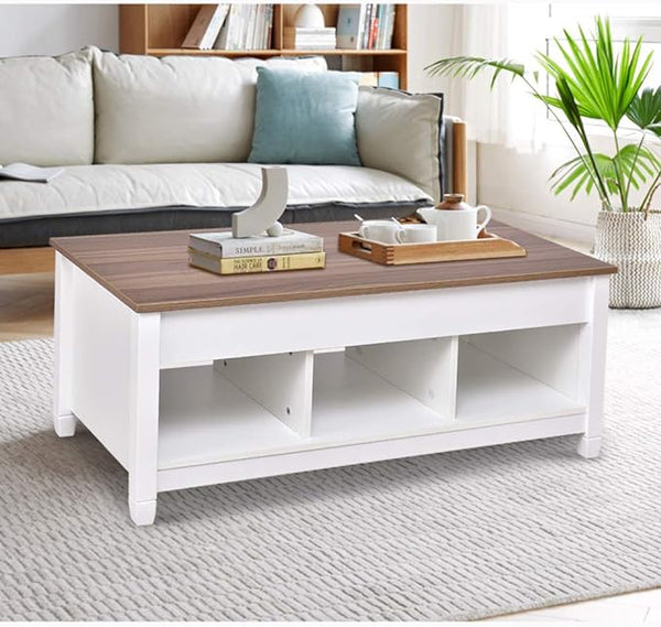 41 Inch Wood Lift-top Coffee Table with Hidden Storage Compartment.